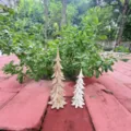 Resin Christmas tree ornament set detail showcasing textured holiday garden decoration. - White Set of 2