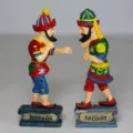 Traditional Turkish shadow theater Karagöz and Hacivat resin figurines, sand play toy. - Painted