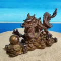 Bronze Chinese dragon figurine with lucky coins and ingots, decorative tea pet sculpture. - Color Changing Chinese Dragon Style A