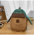 Simpatico zaino capybara verde marrone borsa scuola carina borsa casual da viaggio giorno - Borsa Singola / Cachi Grande