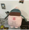 Zaino capibara carino con cappello borsa scolastica in peluche animale per le ragazze trendy - Borsa Singola / Rosa Grande