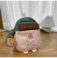Zaino casual da donna con simpatico capybara e cappello, borsa scolastica creativa. - Rosa Piccolo