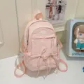 Pink casual backpack for women, large capacity travel commuting computer school bag stylish. - Pink