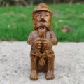 Detail view of primitive medieval warrior resin figurine statue, unique vintage craft decor - Ancient Human