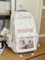 Sac à dos d'école blanc à motif d'étoiles mignon style japonais avec fenêtre transparente. - Imperméable avec Pendentif / Blanc