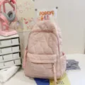 Pink Quilted Padded Backpack Cute Casual School Bag Commuter Daypack for College Students - Single Bag / Pink