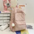 Sac à dos matelassé rose pour femmes, cartable décontracté mignon avec compartiment ordinateur. - Style Pendentif Crème Glacée / Rose