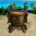 Antique bronze tripod incense burner resin ornament hydroponic pot sand toy decor 10cm - Antique Bronze