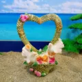 Resin heart basket dove and rose craft ornament for home decor and sandbox therapy play games. - Flower Basket Dove Ornament