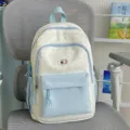 Cute colorblock star print backpack for teen girls casual school bookbag daily use - Blue