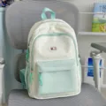 Cute color block backpack women star print casual school bag for students teens light green - Green