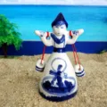 Blue and white ceramic figurine Dutch windmill girl desktop decor and sand tray toy - Blue and White Porcelain Water-Carrying Lady
