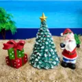 Christmas miniature set including Santa Claus tree and gift box for sand tray play and decor. - Set of 3 Styles