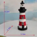 Mediterranean style lighthouse resin ornament desktop fish tank miniature decor 9.6cm - Red 9.6cm High