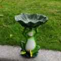 Resin frog bird feeder and lotus leaf garden decoration sculpture for outdoor yard and lawn. - Frog Bird Feeder