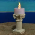 Candela luminozina LED con mini colonna romana supporto, ideale per fotografia e decorazione. - Beige con Candela