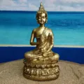 Resin Thai Shakyamuni Buddha figurine bronze finish decorative ornament meditation decor - Antique Gold