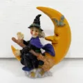 Halloween witch figurine resin ornament with crescent moon broom home decor sculpture - Witch Wizard