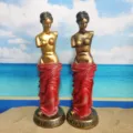 Greek goddess Aphrodite resin statue home decor, classic golden red figurine tabletop ornament. - Venus Model K