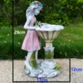 Resin flower fairy solar garden statue outdoor courtyard lawn decorative craft ornament - Small Size (Bird Feeding)