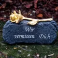 Memorial grave stone with golden rose decor, emotional tribute ornament for outdoor cemetery use. - Black Gold Rose