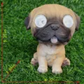 Pug solar garden light outdoor waterproof resin animal statue lawn landscape lighting decor. - Yellow