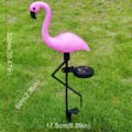 Outdoor solar flamingo garden lawn light detail view, pink flamingo with solar panel, 52cm height. - Single Flamingo
