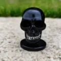 Black skull figurine desktop decoration Halloween spooky prop for display and party 1pcs - Black Skull