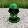 Green skull figurine prop, detailed resin skull model for Halloween decor and sand tray games. - Green Skull