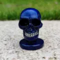 Blue skull figurine decor Halloween creepy desktop ornament skeleton miniature props 8cm - Blue Belt Skull Buckle
