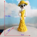 Halloween skeleton figurine woman in yellow dress spooky gothic desktop resin decoration gift - Yellow Dress Female Skeleton