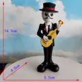 Halloween skeleton musician figurine resin skull statue with guitar spooky party decor - Guitar Skull