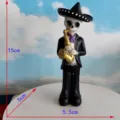 Halloween skeleton figurine resin ornament day of the dead mariachi musician sax player - Saxophone Skeleton