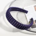 Serre-tête à pois blancs bleu foncé bandeau de cheveux en tissu mignon et élégant - Gros Pois Bleu Marine