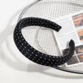 Serre-tête large classique à pois noirs et blancs pour femmes, accessoire de coiffure chic. - Gros Pois Noir
