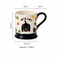 Ceramic coffee mug with cute black cat illustration and comfortable handle for daily use. - Tumbler Glass