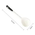 Long-handled ceramic soup spoon white and black with dimension details for kitchen use - Black Rim Long Spoon