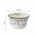 Ceramic noodle bowl with elegant floral sketch pattern 15.5cm diameter 850ml capacity - Small Fragrance Style Rimmed Noodle Bowl