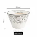 5-inch ceramic conical bowl with floral pattern, elegant tableware for home kitchen use. - Small Fragrance Style Conical Bowl