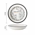 Ceramic round plate with black rim and floral pattern, elegant tableware for home kitchen use. - Small Fragrance Style Rimmed Round Plate
