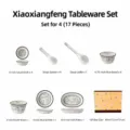 Ceramic dinnerware set seventeen pieces four person chic black rim floral gift box 89 - 17-Piece Gift Box Set