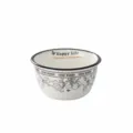 Ceramic rice bowl with black rim and floral pattern, 12cm diameter, elegant tableware style. - Small Fragrance Style Rimmed Rice Bowl