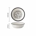 Ceramic 4-inch sauce dish with black rim, floral motif and 130ml capacity for home kitchen. - Small Fragrance Style Rimmed Dish