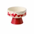 Bol de cerámica con pie y patrón de corazones rojos, elegante cuenco de postre para uso diario. - Corazón Rojo Caja de Regalo