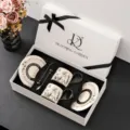 Vintage keramische koffiekop en schotel set met luxe geschenkdoos voor dagelijks gebruik - Vlinder houdt van bloem