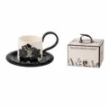 Luxe vintage keramische koffiekop en schotel set met geschenkdoos 260ml theekop - 260ml / Zwarte Lelie Geschenkbox