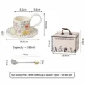 Keramische koffiekop en schotel set met lepel en bloemengeschenkdoos voor thee. - 260ml / Melkwitte Kop Schotel Geschenkdoos Met Melkwitte Lepel