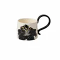 Keramische koffiemok met zwart leliemotief, 260 ml capaciteit, elegante theemok voor thuisgebruik. - 260ml / Zwarte Lelie Enkele Kop