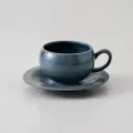 Keramische koffiekop en schotel set retro geglazuurd ontwerp blauwe kop voor de middagthee - 300ml / Blauw Glazuur