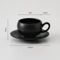 Zwarte keramieken koffiekop en schotel set met unieke steen textuur, 300 ml capaciteit. - 300ml / Steenzwart